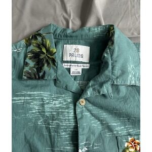 28 Palms mens Hawaiian Short Sleeve Button‎ Shirt Size Large Green Tropical Boho